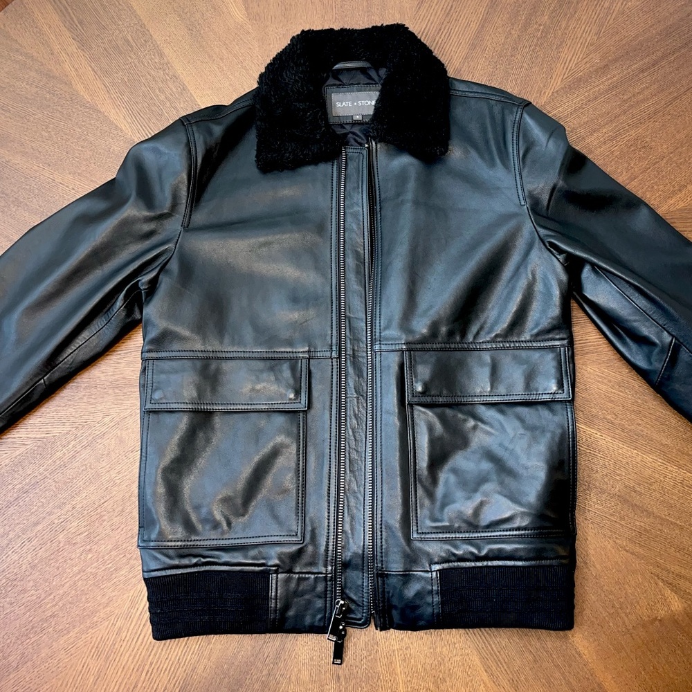 Slate & Stone Leather Bomber Jacket